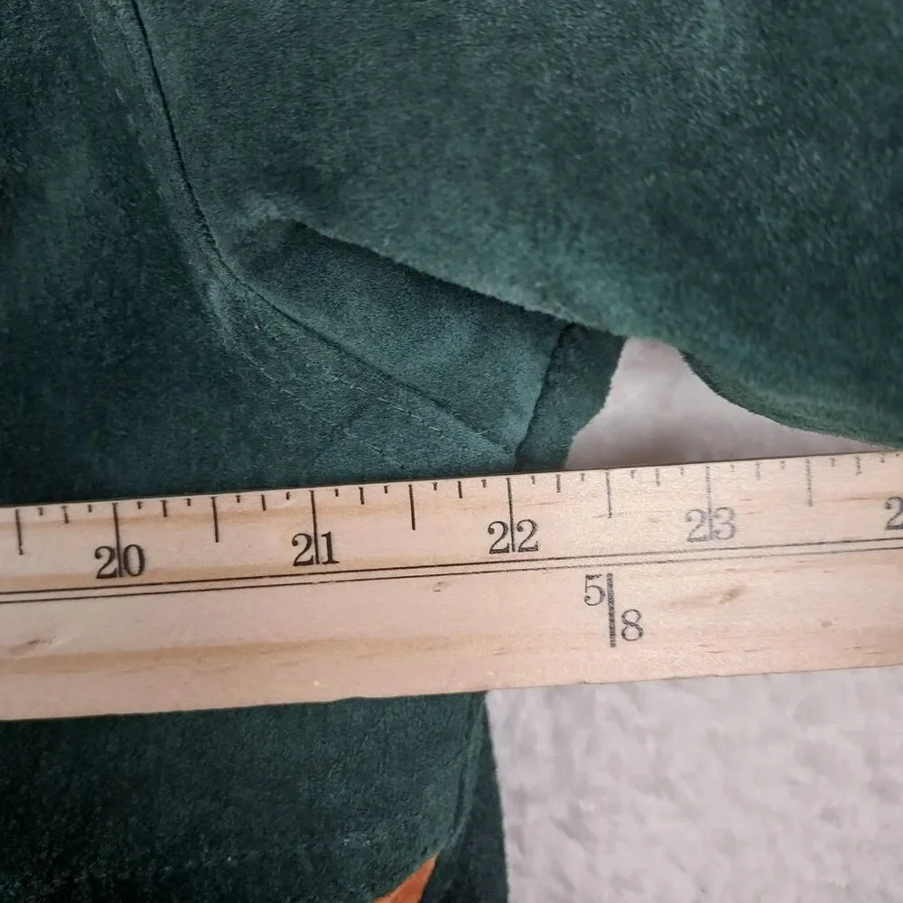 Gitano Vintage Style Leather Suede Jacket Mens Small Hooded Colorblock Green Red